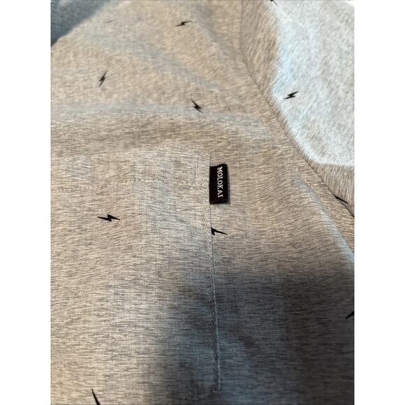 Molokai Surf Co Mens Gray Short Sleeve Button Up Shirt Size M lightning bolts - Picture 3 of 9